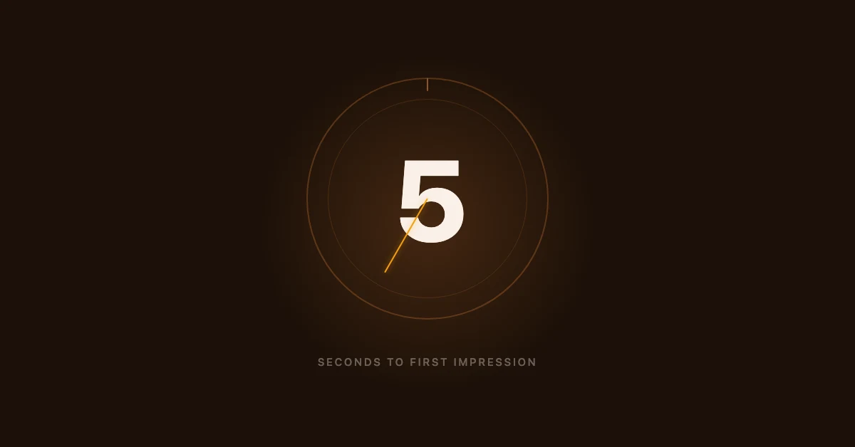 A typographic stopwatch showing five seconds, the window visitors use to judge a landing page headline